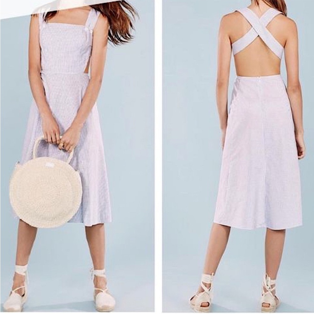 REFORMATION Backless Apron Midi Dress Windowpane Check Size 10